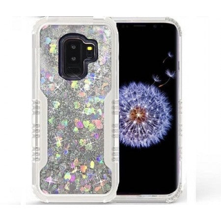 Samsung-Galaxy S9 PLUS-Cellaxs Heavy Duty Sparkle Liquid Glitter Case-White
