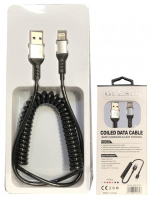 Coiled Fast Lightning Charging Cable For IPhones-5 FT