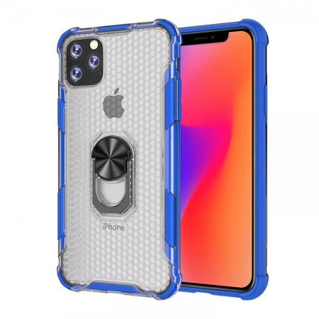 Apple IPhone 11 PRO-Transparent Honey Comb Case w/Ring Stand