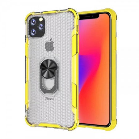 Apple IPhone 11 PRO-Transparent Honey Comb Case w/Ring Stand