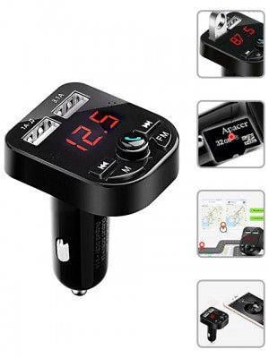 LCD Bluetooth FM Transmitter w/2 USB Ports & MP3 Player USB Charger Car Kit
