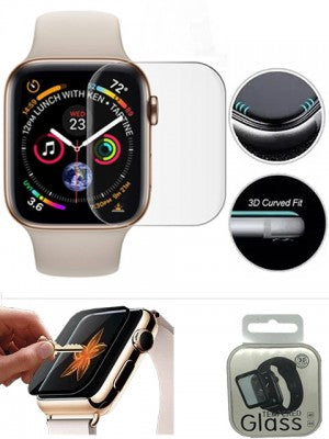 44MM-3D Curved Tempered Glass Screen Protector For Apple I-Watch 4/3/2/1-Clear