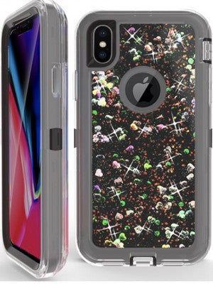 Apple IPhone XR Heavy Duty Transparent Protective Floating Glitter Case