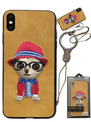 Apple IPhone X/Xs Embroidery Critters Cases w/Adjustable Wrist Strap