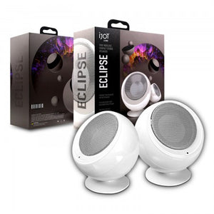 iJoy Eclipse Bluetooth Wireless Compact Dual Speakers-White