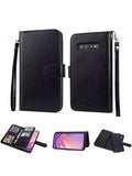 Samsung-Galaxy S10-Leather Wallet w/9 credit card slots & Removable Phone Case