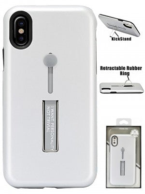 Apple IPhone X/Xs -2 in 1 Retractable Ring & Kickstand Case-Silver