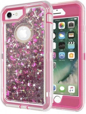 Apple IPhone 8/7/6 -Heavy Duty Transparent Protective Floating Glitter Case