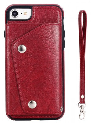 Apple IPhone 8/7/6/ SE(2020)- Snap Leather Wallet Case w/Credit Card Pockets
