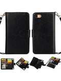 Apple IPhone 8/7/6/ SE(2020)- Leather Wallet w/9 credit card slots & Removable Phone Case