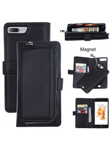 Apple IPhone 8/7/6 PLUS -Leather Wallet w/Removable Phone Case w/zipped Compartment