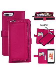 Apple IPhone 8/7/6 PLUS -Leather Wallet w/Removable Phone Case w/zipped Compartment