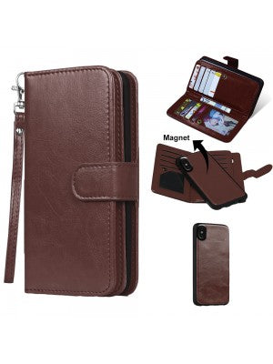 Apple IPhone Xs MAX Leather Wallet w/9 credit card slots & Removable Phone Case