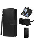 Apple IPhone X/Xs Leather Wallet w/9 credit card slots & Removable Phone Case