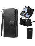 Samsung-Galaxy NOTE 8-Leather Wallet w/9 credit card slots & Removable Phone Case