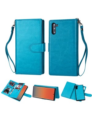 Samsung-Galaxy NOTE 10-Leather Wallet w/9 credit card slots & Removable Phone Case