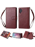 Samsung-Galaxy NOTE 10 PLUS/PRO-Leather Wallet w/9 credit card slots & Removable Phone Case