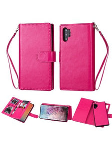 Samsung-Galaxy NOTE 10 PLUS/PRO-Leather Wallet w/9 credit card slots & Removable Phone Case