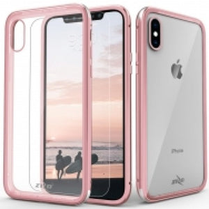 Apple IPhone X/Xs Atom Clear Case w /Tempered Glass-Rose Gold