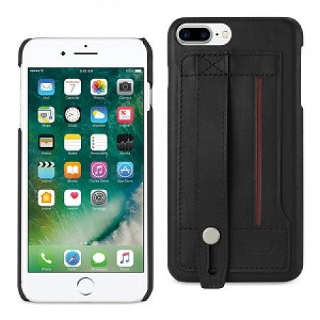 Apple IPhone 8/7/6 PLUS-Genuine Leather Hand Strap Case-Black