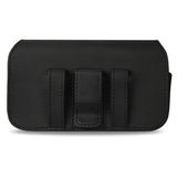 Black Leather Horizontal Pouch w/Magnetic Closure & Metal Clip on Back-S