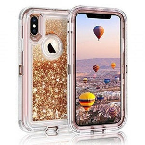 Apple IPhone X/Xs Heavy Duty Transparent Protective Floating Glitter Case