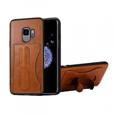 Samsung-Galaxy S9 PLUS-Leather Credit Card Case w/Spring Stand