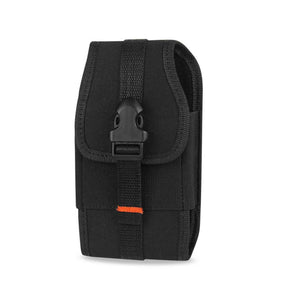 Black Rugged Vertical Pouch w/Buckle Clasp, Velcro Closure & Card Holder Pocket