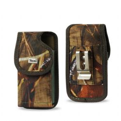 Camouflage Rugged Vertical Pouch w/Metal Clip & Velcro Closure-For Small Phones