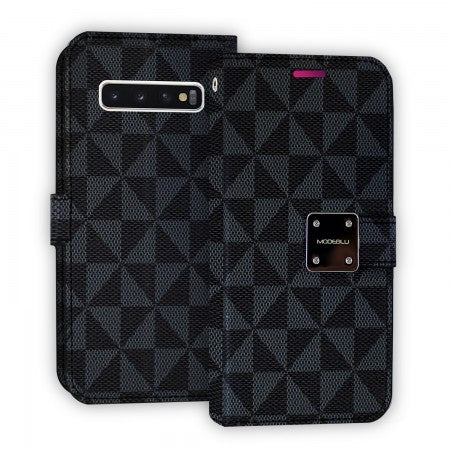 Samsung-Galaxy S10 PLUS-Wallet Case Checkered Triangles