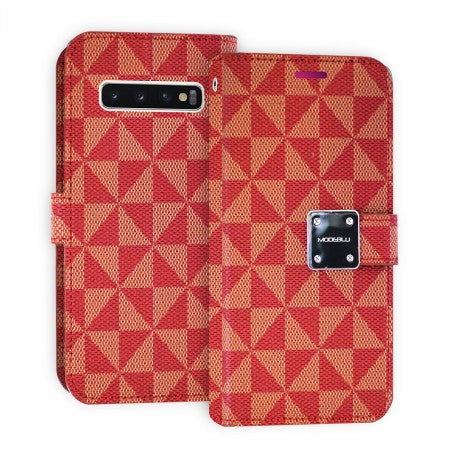 Samsung-Galaxy S10 PLUS-Wallet Case Checkered Triangles