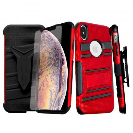 Apple IPhone Xs MAX -Titan Case w/Holster & Tempered Glass