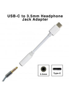 Universal USB Type C to 3.5mm Audio Headphone Jack Adapter Cable-White