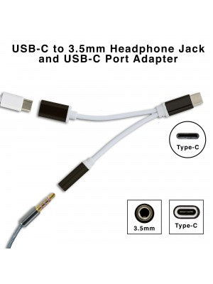 Type-C to 3.5mm Headphone Jack and Type-C Port Adapter