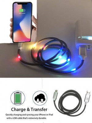 LED Visible Flowing Lightning USB Charging Cable