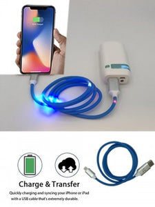 LED Visible Flowing Lightning USB Charging Cable