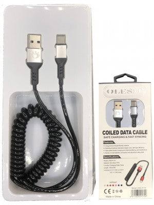 Coiled Fast Charging USB Type C Cable-5 FT