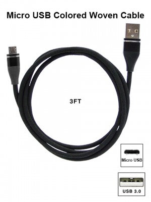Fast Charge Tangle Free Rubberized Micro USB Cable For Androids-3 FT