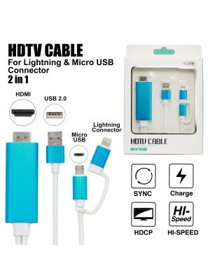 HDTV Cable 2 in 1 For Lightning and USB Connector