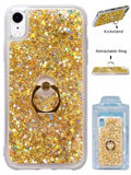 Apple IPhone XR Floating Glitter Star w/Kickstand Ring Phone Case