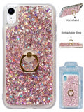 Apple IPhone XR Floating Glitter Star w/Kickstand Ring Phone Case