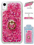 Apple IPhone XR Floating Glitter Star w/Kickstand Ring Phone Case