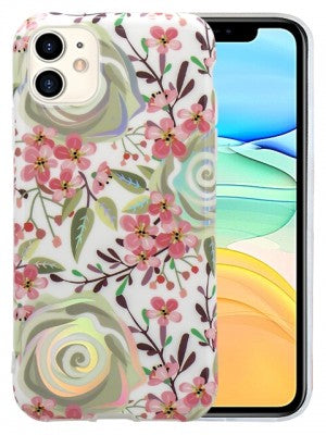 Apple IPhone 11 -Plating Flower Silicone Case w/Laser Effect
