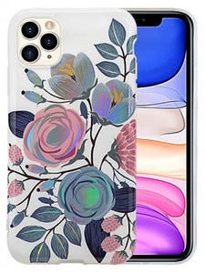 Apple IPhone 11 PRO -Plating Flower Silicone Case w/Laser Effect