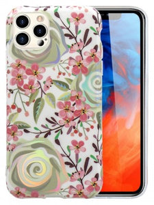 Apple IPhone 12 PRO MAX -Plating FlowerSilicone Case w/Laser Effect