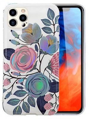 Apple IPhone 12 PRO MAX -Plating FlowerSilicone Case w/Laser Effect