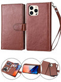 Apple IPhone 12/ 12 PRO - Leather Wallet Case w/9 Card Slots & Removable Case