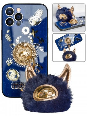 Apple IPhone 12/ 12 PRO -Bling Sparkle Case w/Ring Kickstand & Ox Plush Toy
