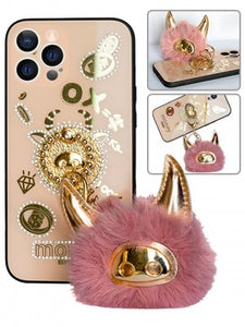 Apple IPhone 12 PRO MAX -Bling Sparkle Case w/Ring Kickstand & Ox Plush Toy