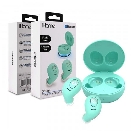 iHome XT-59 True Wireless Earbuds w/Charging Case (25 Hrs Play Time)